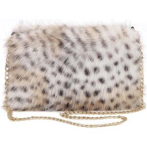 Faux Fur Crossbody Bag Women Small Shoulder Purse Zipper Detachable Chain